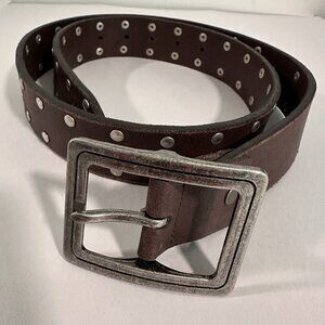 Wrangler Mens Leather Belt Large Brown‎ Silver Studded Western Cowboy Festival